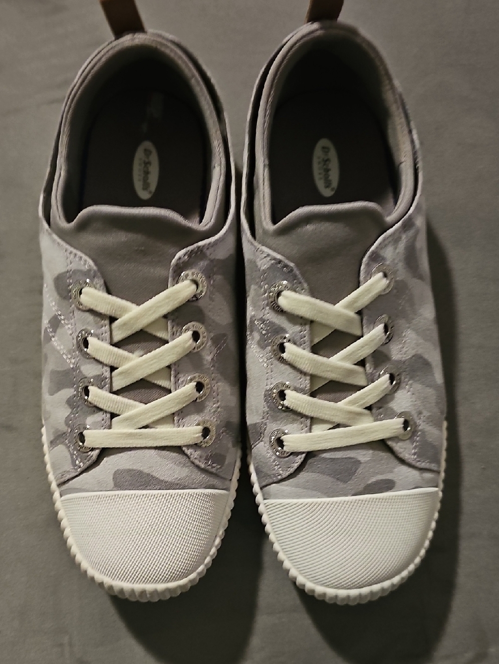 Dr. Scholls Grey Camo Canvas Sneakers with Cream Laces